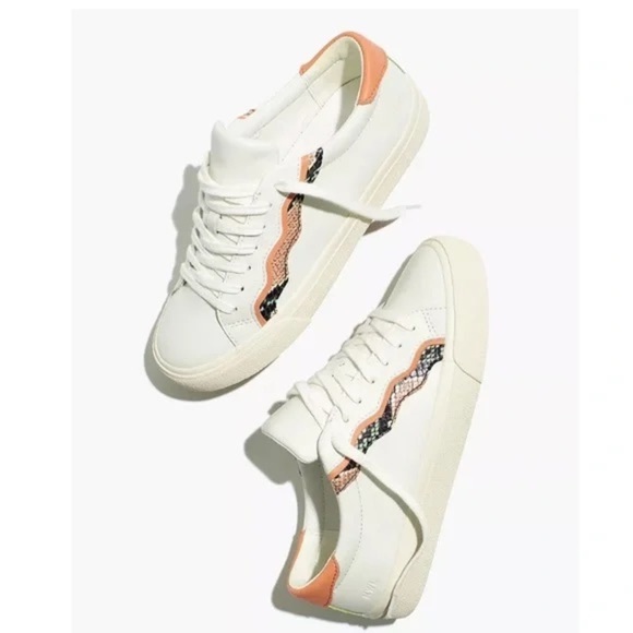 Women’s MADEWELL Sidewalk Paracord Low Top Sneaker- snake embossed leather. Sz 7 - Picture 2 of 10